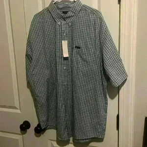 Chaps Plaid XXL Men’s Button Down Short Sleeve Shirt Light blue NWT